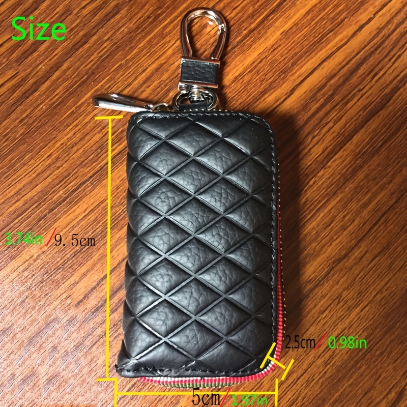 1pc Universal Key Fob Cover Car Key Case Key Fob Protector Genuine Leather Car  Keychain Holder Metal Hook Key Ring Zipper Bag For Remote Key Fob, Save  Money On Temu