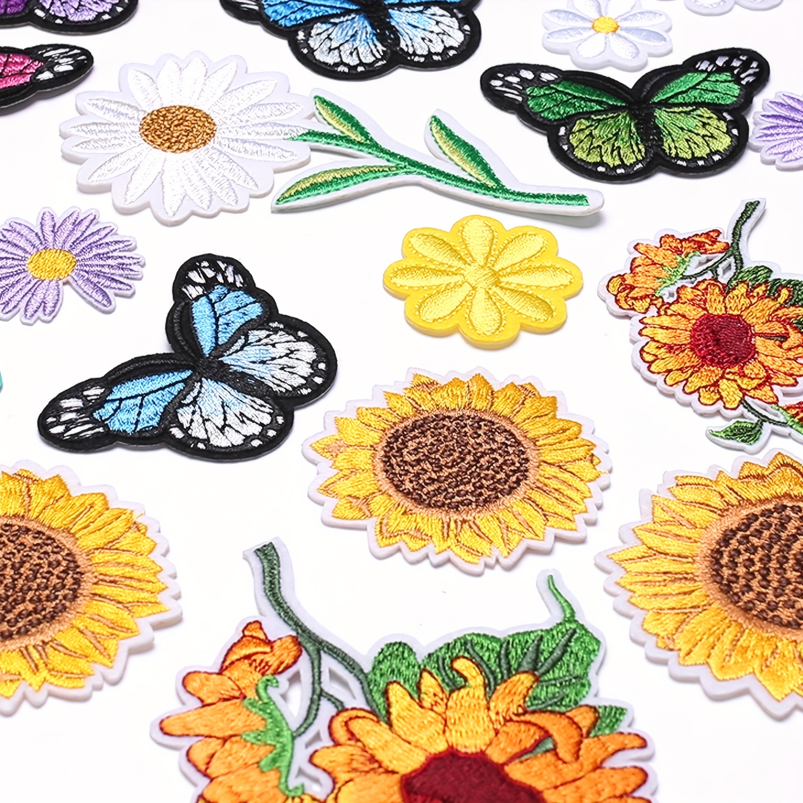 Sunflowers Butterfly Daisy Flower Iron On Patches Set