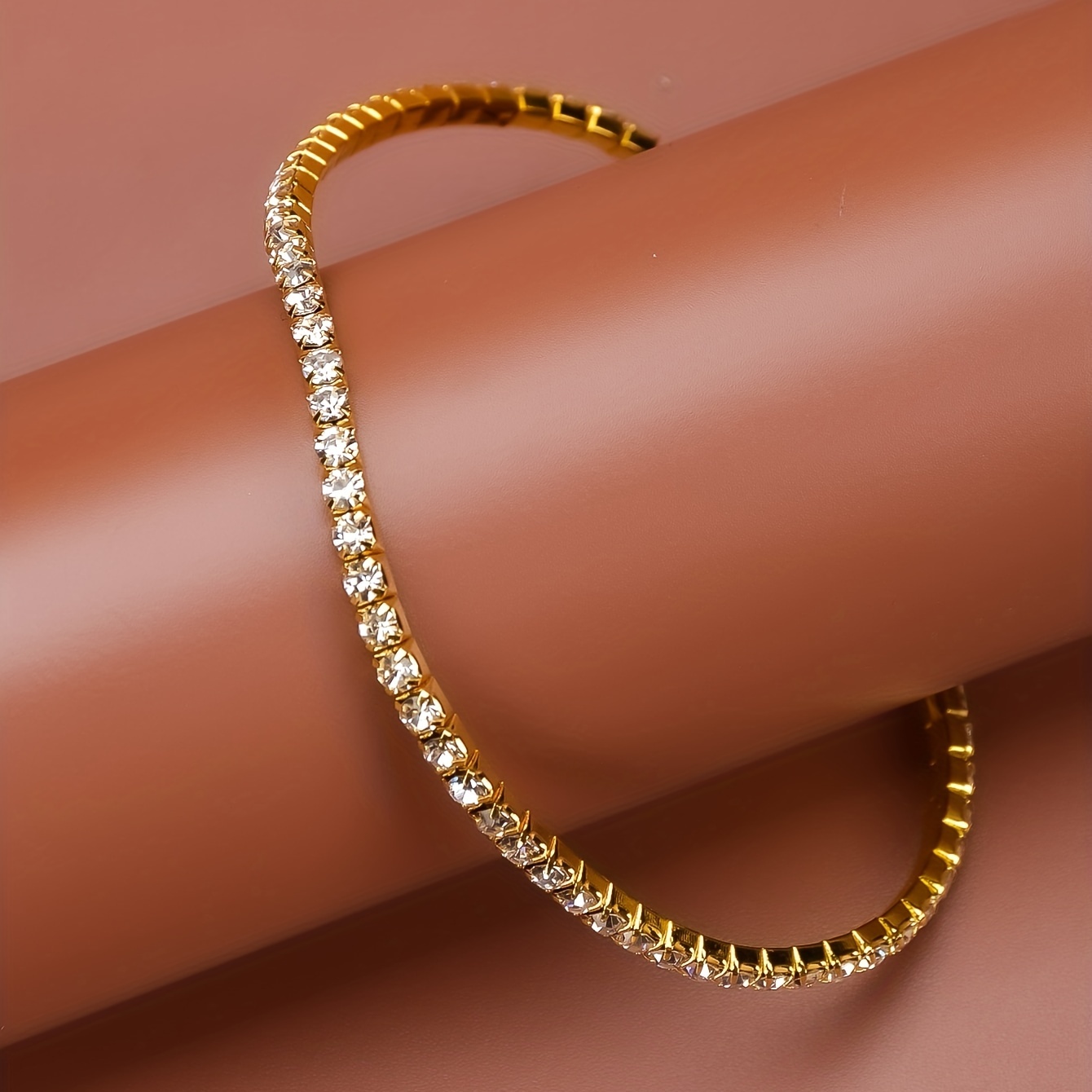 Rhinestone Claw Chain Silver Plated Anklet