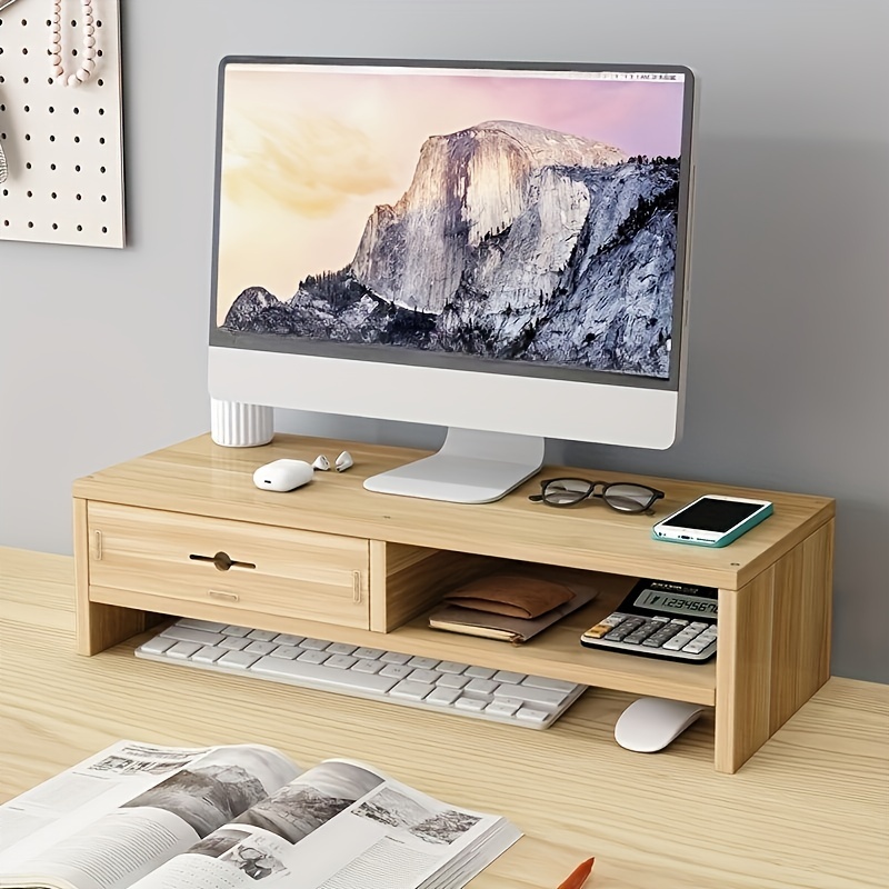 Soporte de monitor / elevador de monitor / soporte de monitor dual / madera  maciza / colores personalizados / estante de escritorio -  España