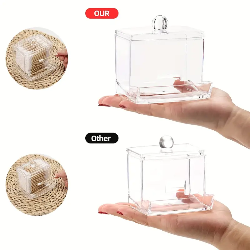 Clear Acrylic Cotton Swab Holder With Lid, Suitable For Organizing Cotton  Pads, Buds, And Balls, Bathroom Containers Canister, Apothecary Jar For  Easy Access And Storage - Temu