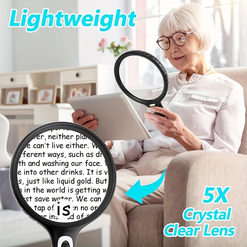 5 Inch 3x Magnifying Glass - Clear Glass Lens