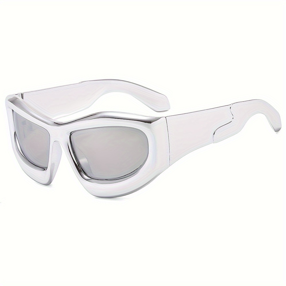 Gafas de sol plateadas y2k para hombre y mujer, lentes de sol con sentido  de la tecnología del futuro, estilo Punk, Cateye, espejo negro - AliExpress