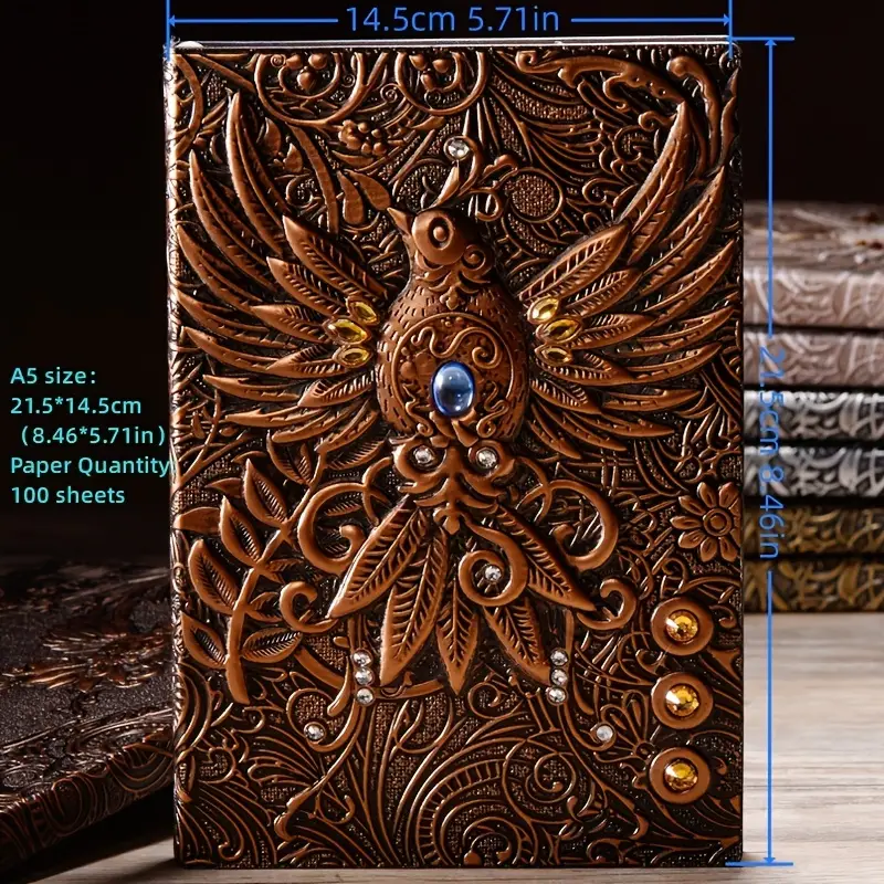 100sheets vintage phoenix leather journal notebook diary travelers notebook 4 colors available details 2