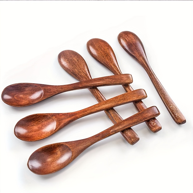 12 pièces Petites cuillères en bois 5 pouces Cuillères à soupe servant des  cuillères à café en bois pour manger du café Miel Sucre Sels de bain  Ustensile de cuisine (brun)