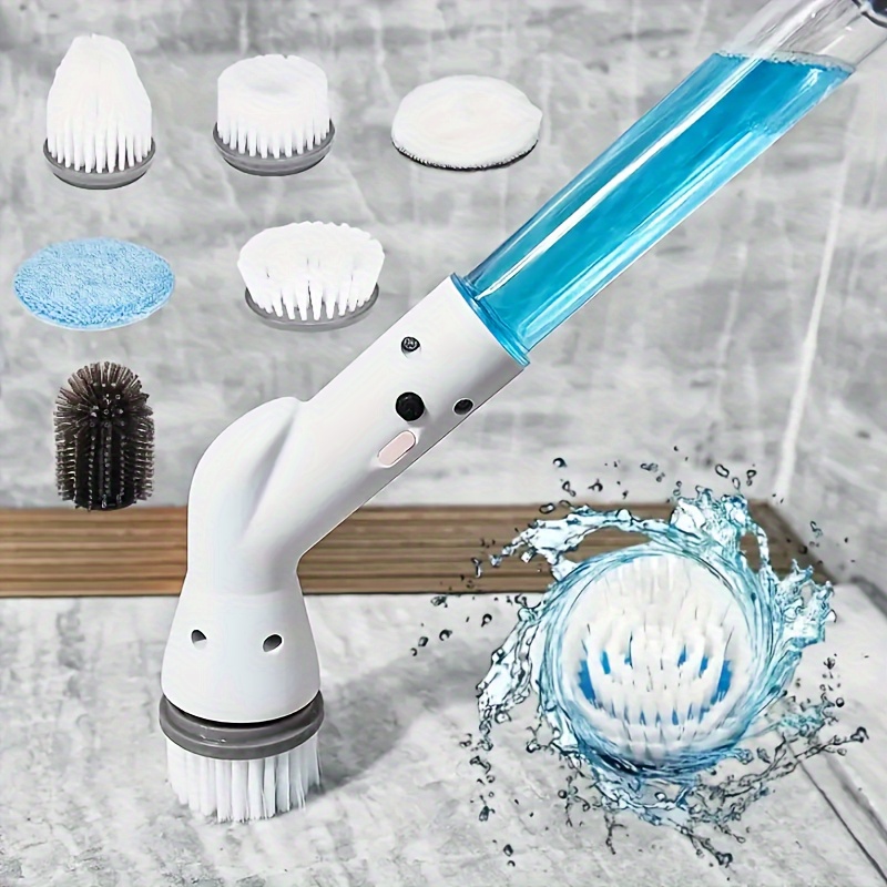 electric spin scrubber with 2 5 6 replaceable brush head power cordless bathroom scrubber with adjustable long handle rechargeable shower scrubber multifunctional scrubber for bathroom kitchen bathtub tile shower car cleaning supplies