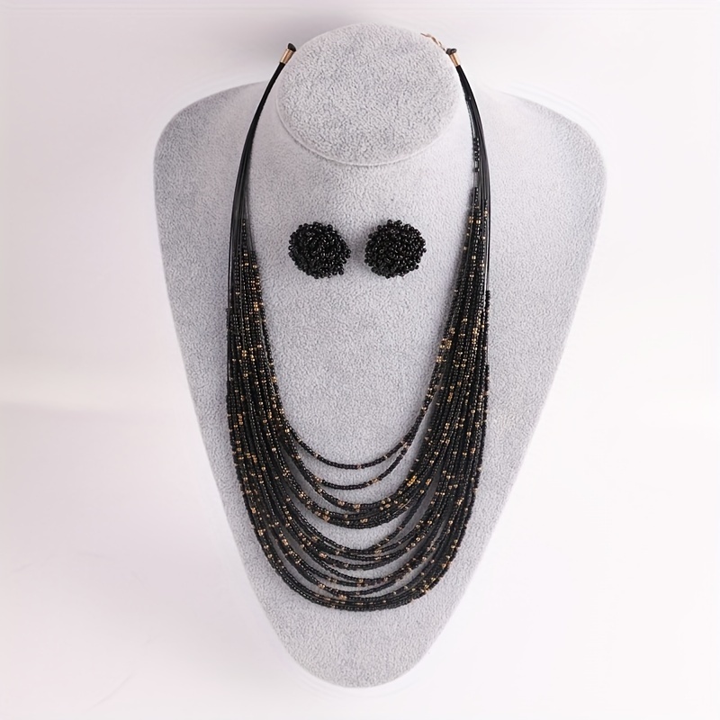 Bohemian Layer Rice Bead Necklace Set