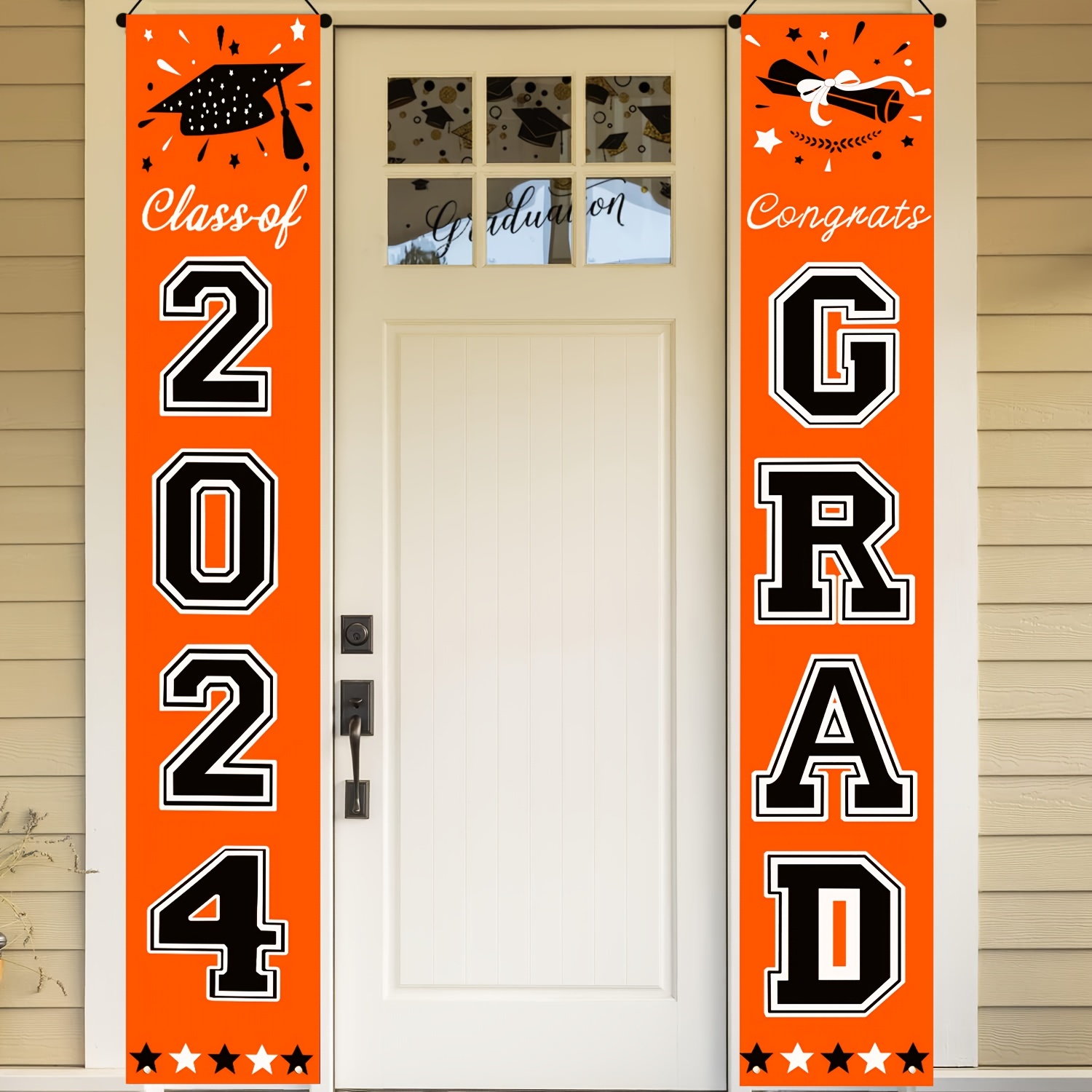 Class of 2024 Graduation Decorations Orange and Blue Congrats Grad