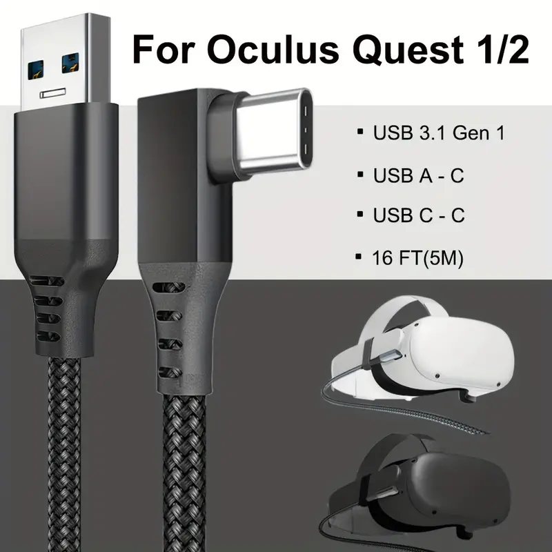 Connection Cable Oculus Quest 2 Vr Cable Nylon Braided Usb - Temu