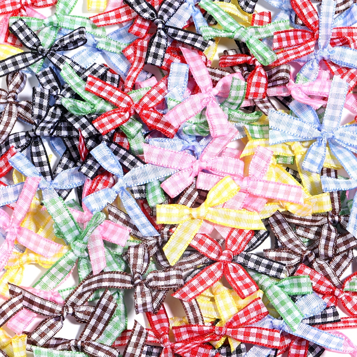 

50pcs Plaid Bows, Ribbon Gift Box Packaging Clothing Accessories, Diy Bows Decorative Accessories