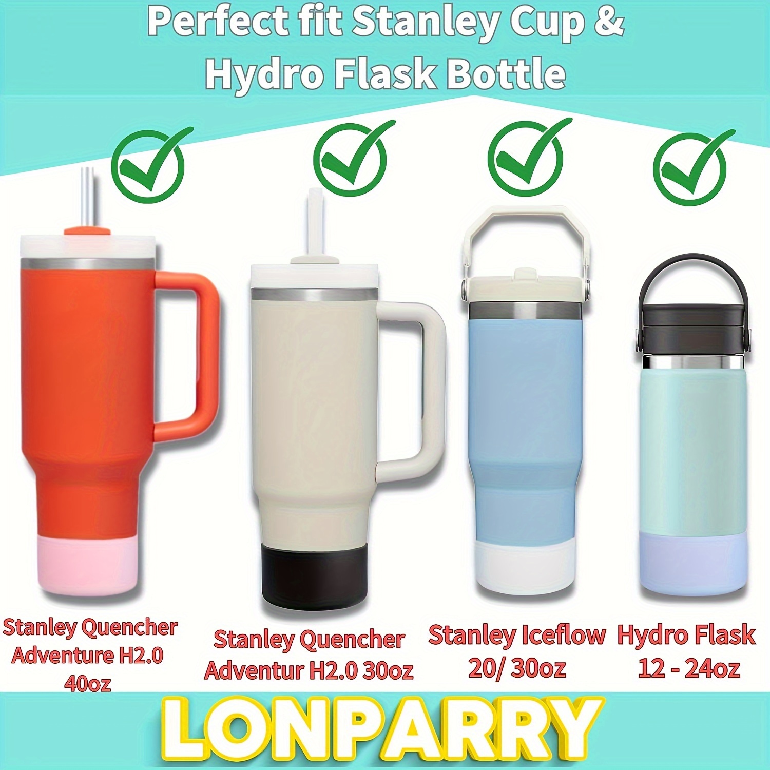 Silicone Water Bottle Boot for Stanley Cup, Hydro Flask, YETI Bottles
