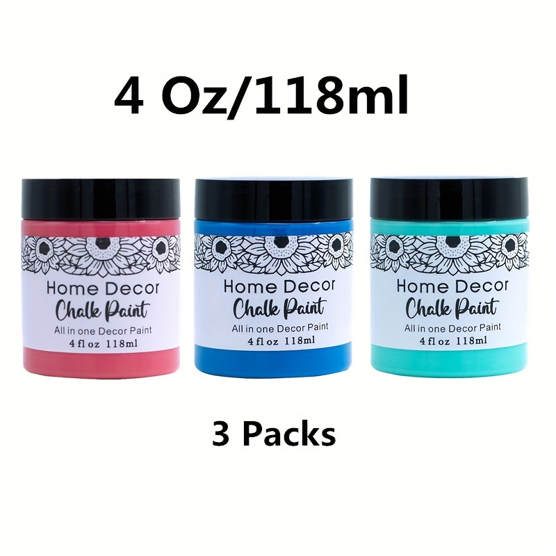 3pcs 4 Oz/118ml Furniture Paint Chalk Paint For Furniture, Wood, Rock,  Ceramic, Chalk Board Paint Matte Cabinet Paint Craft Paint Indoor/outdoor  No Wax Needed, Acrylic Paints For Kids Adults Artists - Arts