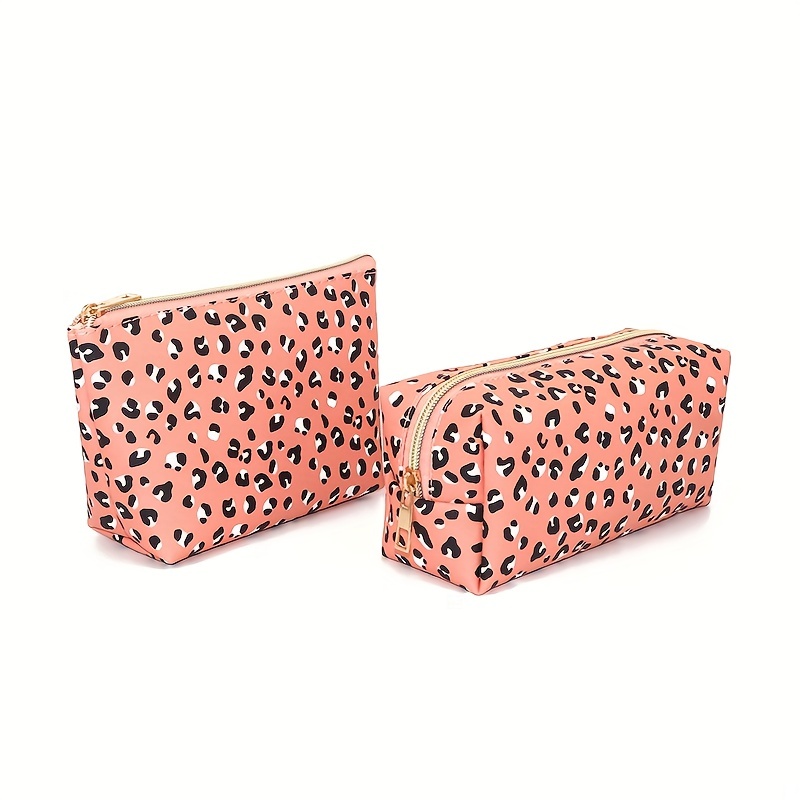 Leopard Print Makeup Bag Large Capacity Toiletry Organizer Women