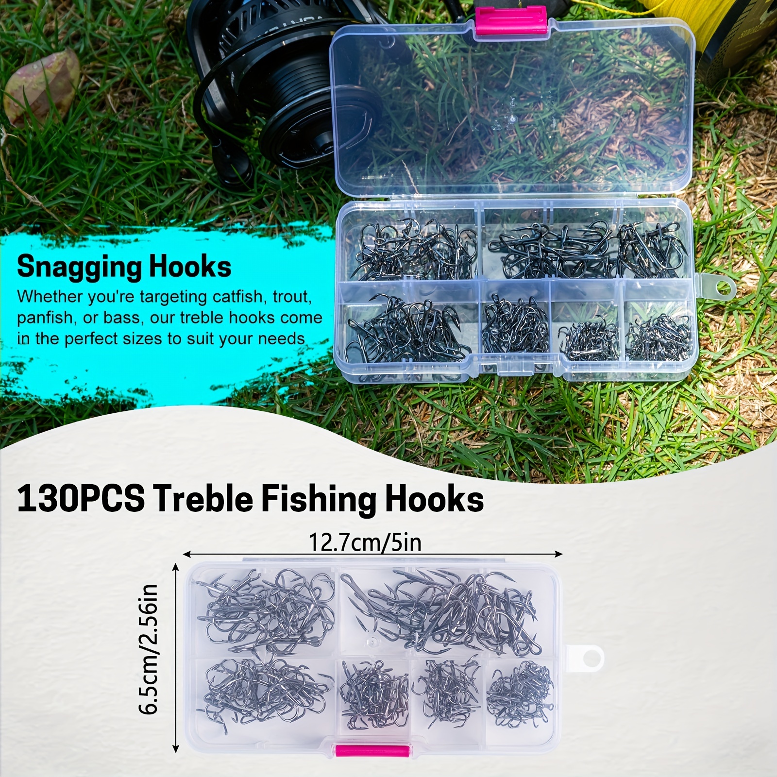 6sizes Treble Fishing Hooks Set Carbon Steel Barbed - Temu