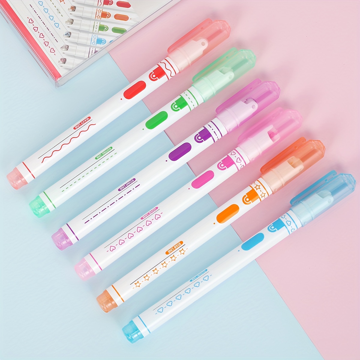 Colored Curve Pens Highlighter Sets Pens Of Different - Temu