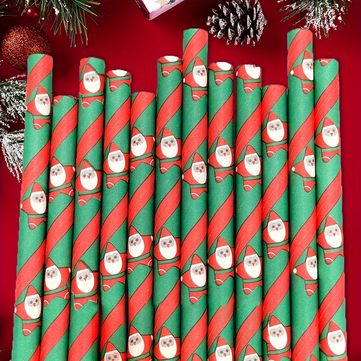 25 Pièces/paquet Paille En Papier De Noël Avec Design De Père Noël Et  D'arbre De Noël, Pailles Jetables Pour Décoration De Noël (couleur  Aléatoire), Mode en ligne