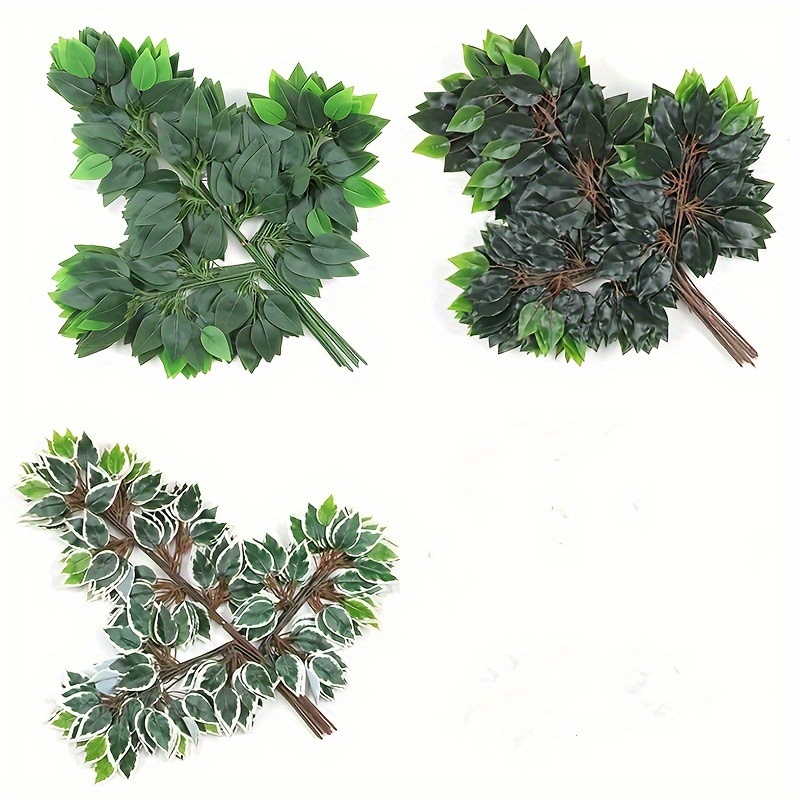 

6pcs Ficus Leaves Artificial Branches, Faux Greenery Plant Spray For Wedding Arch Diy Wreath Home Décor
