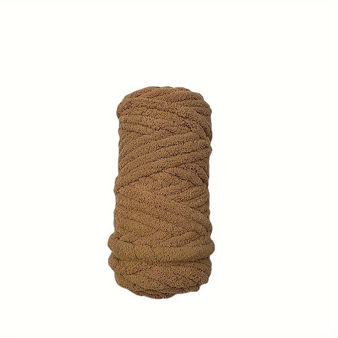 250g DIY Chenille Yarn,100% Polyester Chunky Brown Yarn,Jumbo Yarn,Knitting  for Blankets Cap Scarf