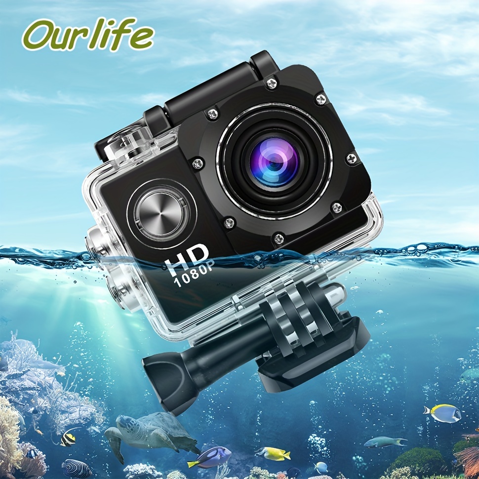 Caméra d'action de sports de plein air 1080P, caméscope DV étanche  sous-marin 30M avec kit d'accessoires, caméra d'action grand angle de 120  degrés, écran de 2,0 pouces, prise en charge de la
