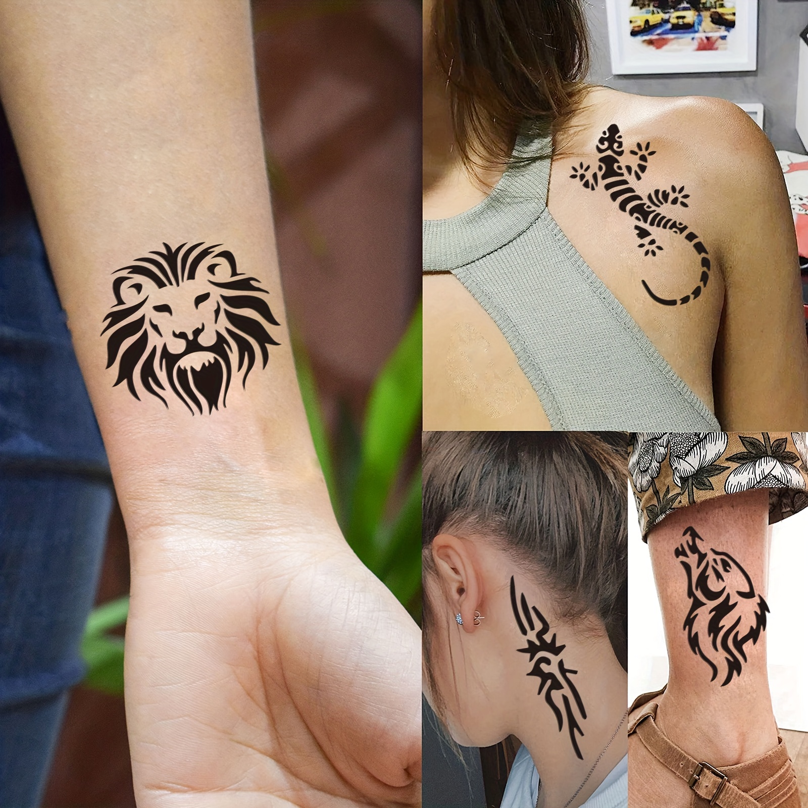 lion stencil tattoo