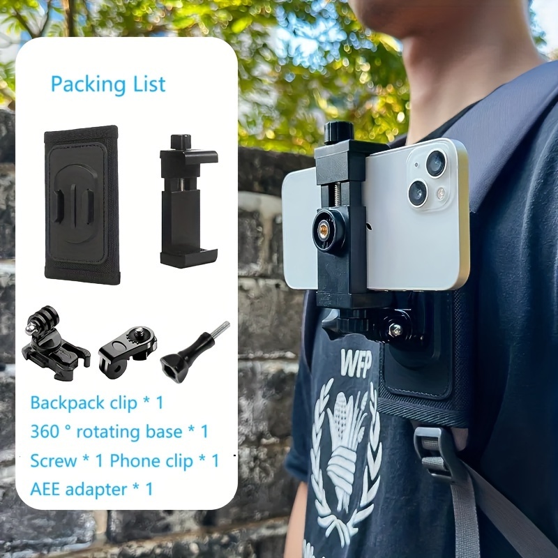 Support de cou magnétique pour selfie POV avec clip de téléphone vertical,  angle centré réglable, support de vue d'épaule pour GoPro Max Hero Insta360