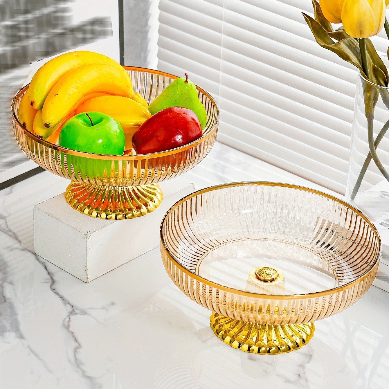 Plastic Fruit Bowl Food Bowls Serving Bowl Eggs Bowl Holder Bowls with Base  for Home Decor Parties Birthday Farmhouse Baking