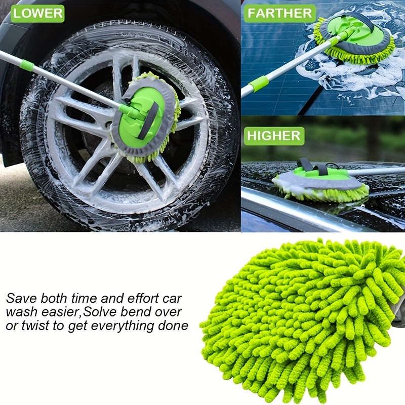 Car Wash Brush Mop, Long Handle Extendable Wet and Dry Cleaning Brush for  RV
