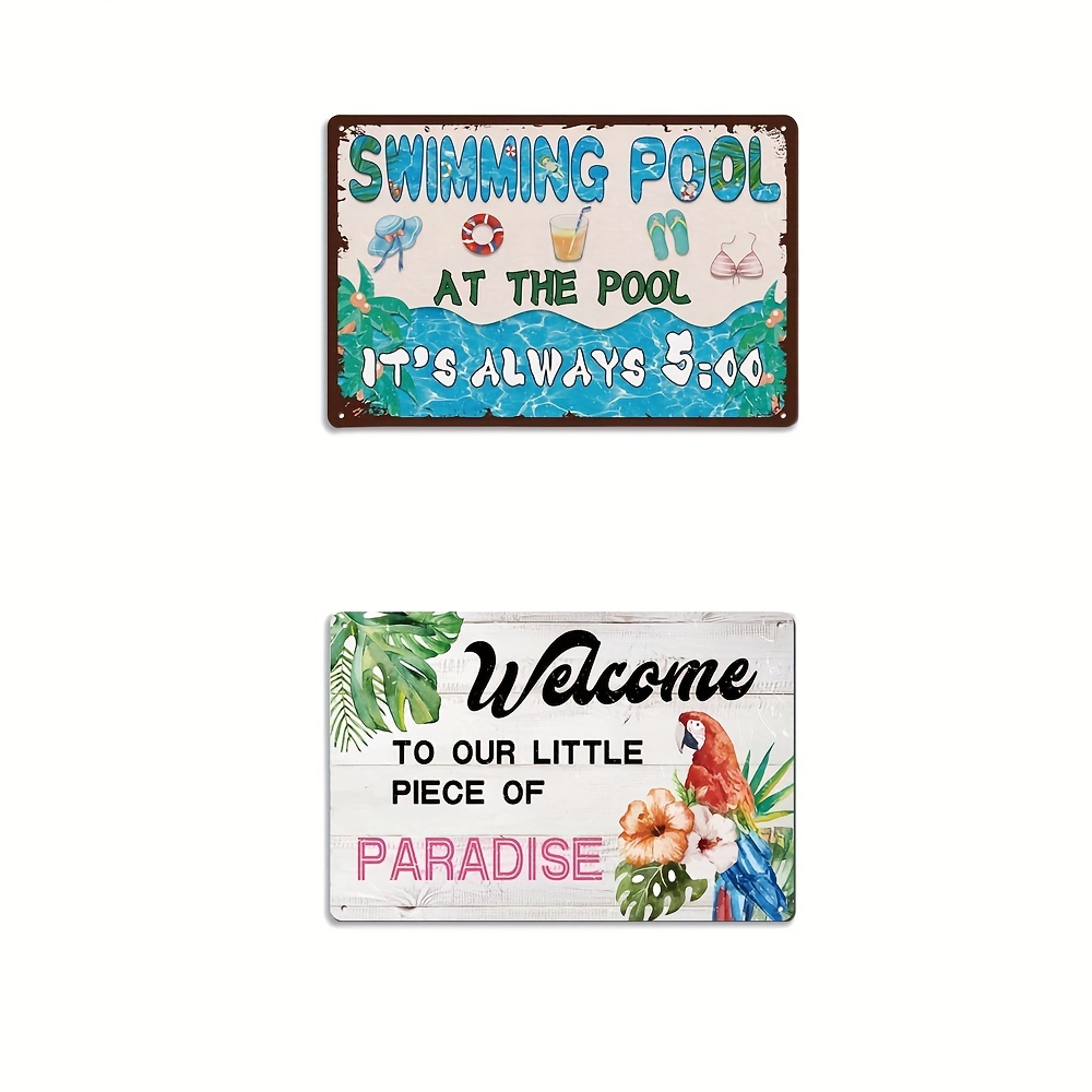 Vintage Metal Sign Pool Rules Sign Pool It's Always 5:00 Pool Decorated  Walls Pool Party Beach 8x12 Inches