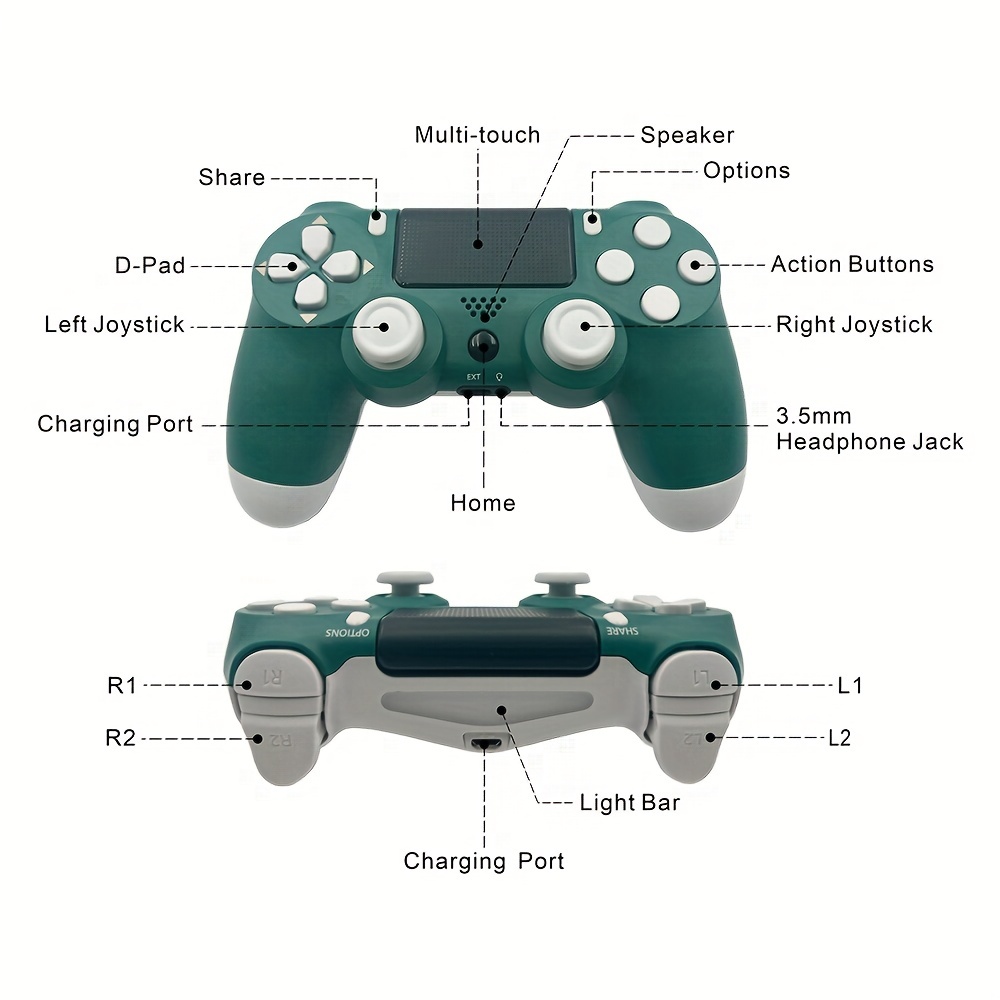 Wireless Pro Controller for PS4 Controller, Game Controller Compatible with  Playstation 4/Slim/Pro/PC,Built-in 800mAh Rechargeable Battery/Responsive