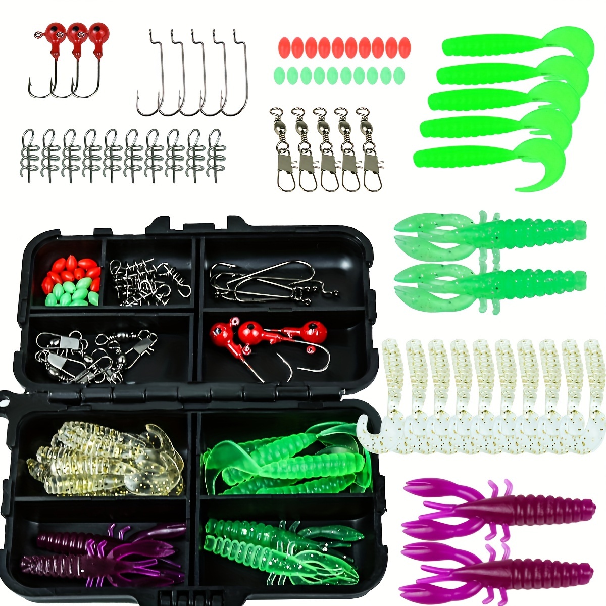 1 Set Fishing Lures Kit Including Soft Worms Fishing Hooks For Freshwater,  Fishing Accessories For Bass Trout Salmon