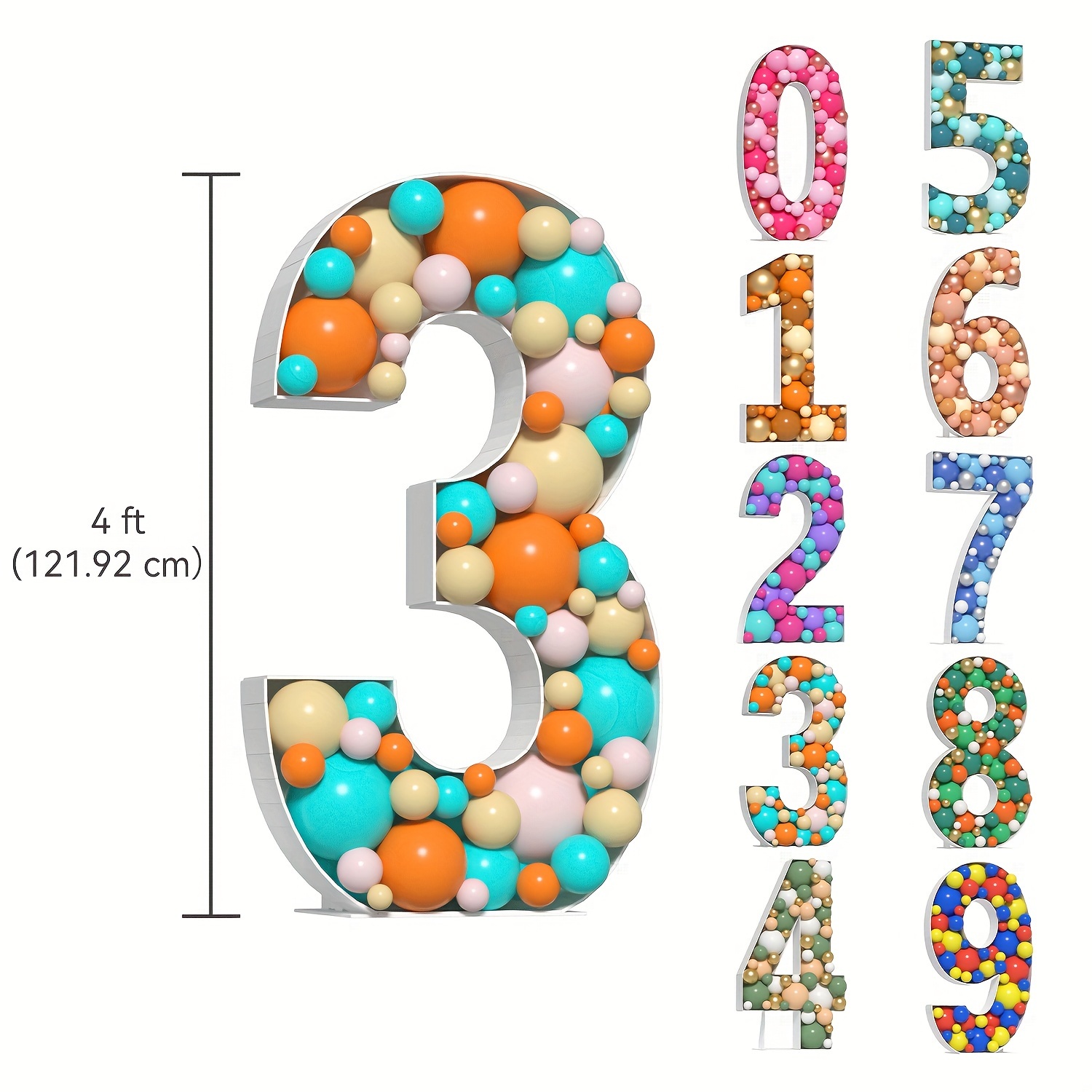 Buy Mosaic Numbers for Balloons 4ft Marquee Numbers Pre-cut Light