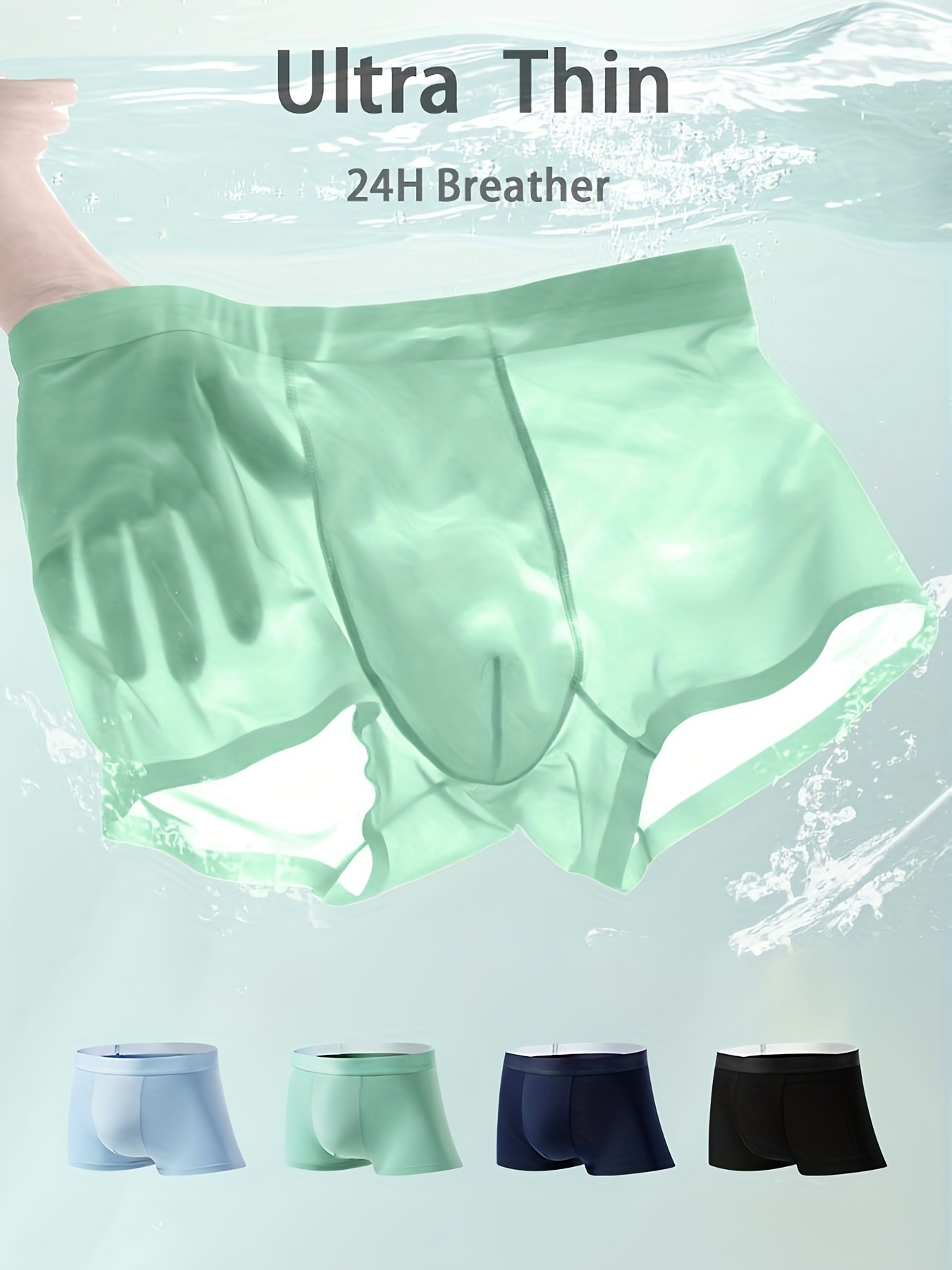 Plain Solid Color Ultra Thin Breathable 4PCs Underwear Set