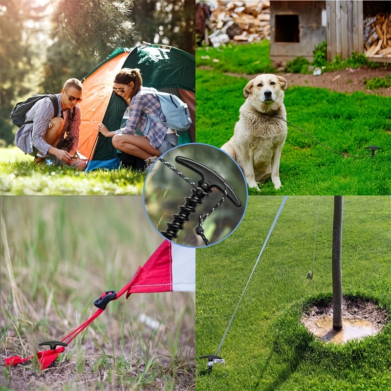 10pcs Plastic Tent Stakes Ground Anchors 14 T-shaped Spiral Thread