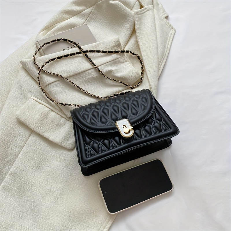 Fashion Geometric Embossed Crossbody Bag, Solid Color Flap Phone