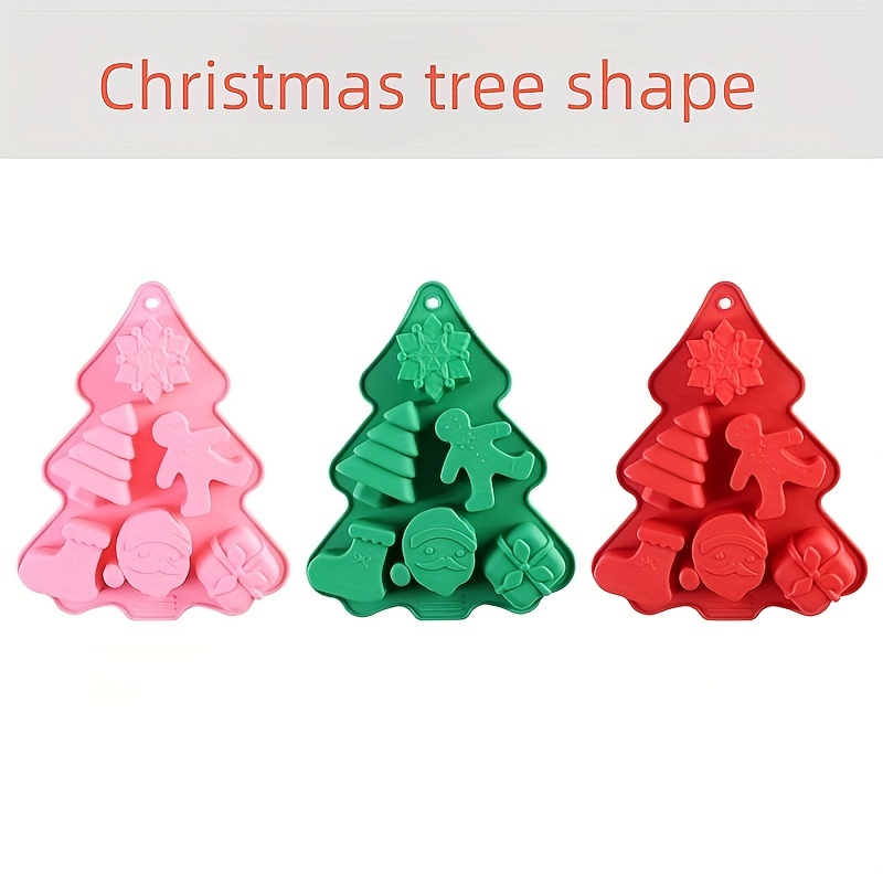 1PC 6 Cavity Christmas Tree Santa hat Silicone Mold - Mold Fun Christmas  Party Gingerbread Mold for Chocolates, Soaps, Cake Baking, Ice Cubes, Jello  , Muffins, Cookies