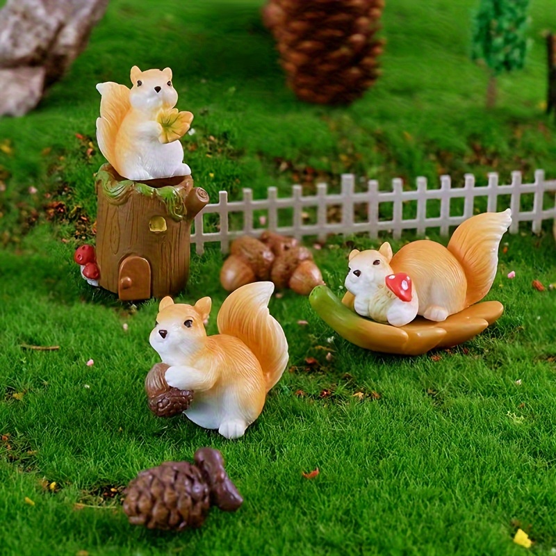 4pcs Squirrel, Micro Landscape Resin Crafts, Brazilian Wood Cross-border  Potted Decoration Ornaments, Small Animals, Micro DIY Landscaping