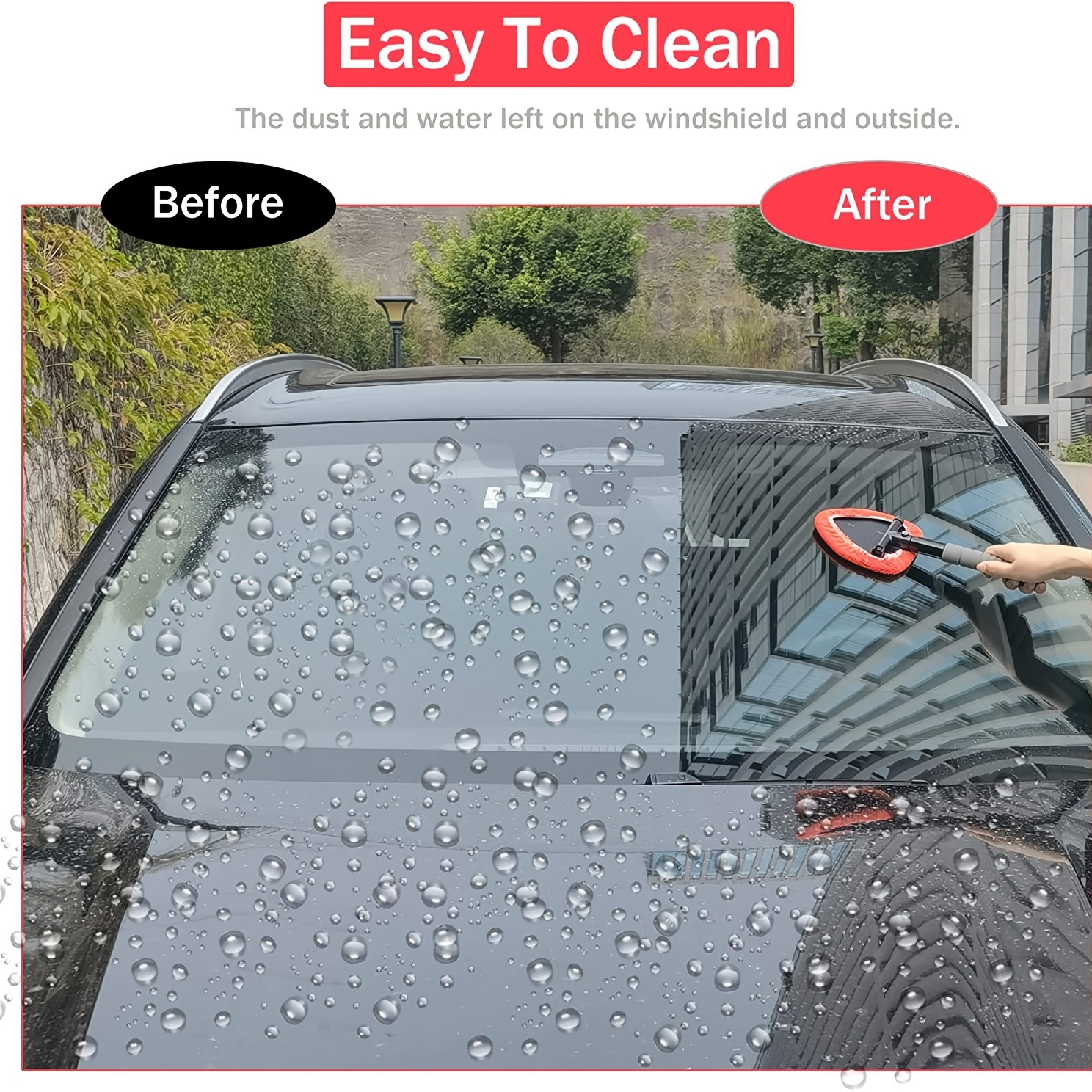 Car Windshield Cleaner Brush Extendable Windshield Cleaning Tool 180°  Rotating Head Telescopic Anti-fog Auto Window Cleaning Kit