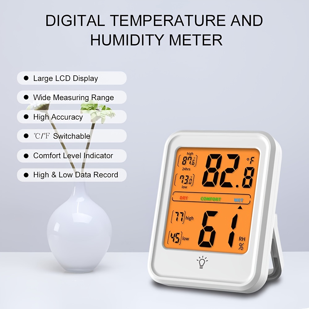 Digital Hygrometer Room Thermometer Monitor With Backlight, Thermometer For Room  Temperature, Room Indoor Thermometer, Humidity Meter, Temperature Humidity  Monitor, Battery Not Included - Temu