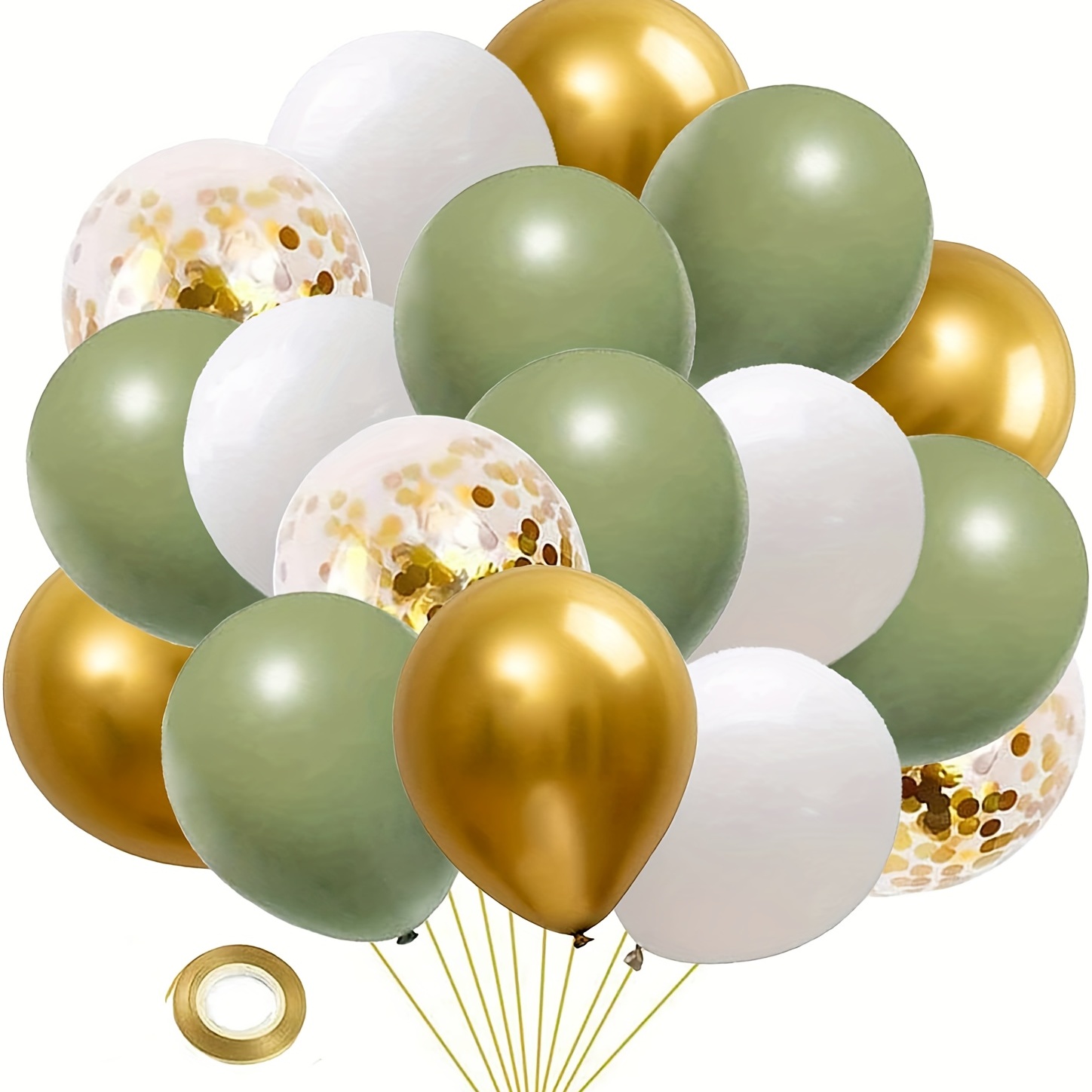 Olive Green Avocado Green Gold White Latex Balloons Green - Temu