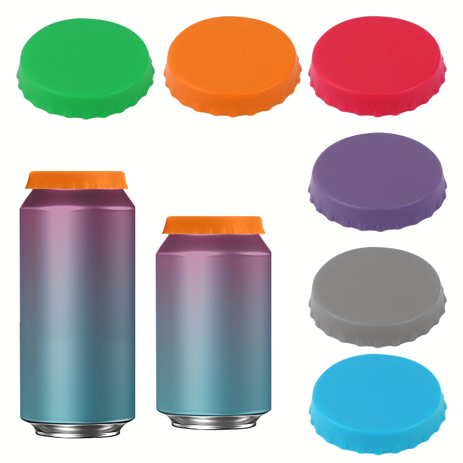 

1/6pcs Silicone Soda Can Lids, Bpa-free Reusable Silicone Can Covers, Can Stopper Or Protector For Soda, Beer, Drink, Juice, Beverage, Fits Standard Cans