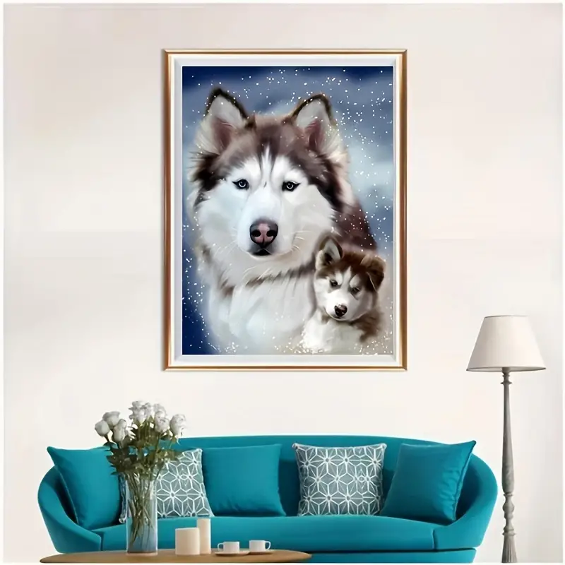 Wolf Dog Diamond Painting Kit 5d Diamond Art Set Painting - Temu
