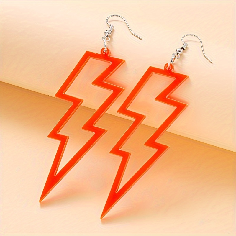 Colorful Lightening Dangle Earrings Punk Style Acrylic Jewelry