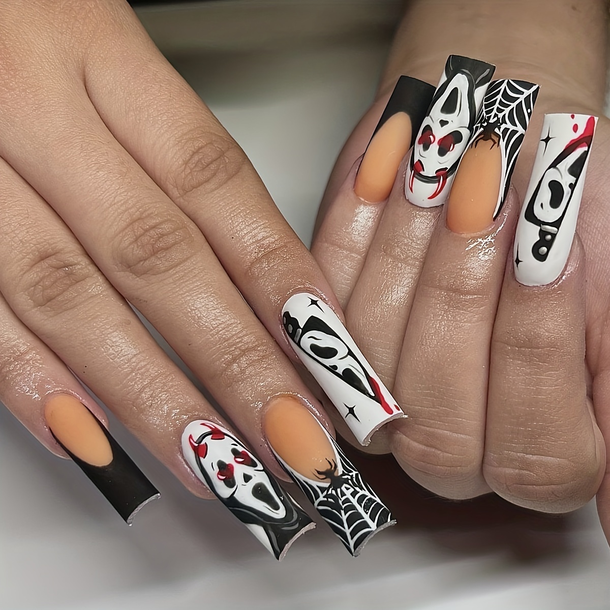 Factory Outlet-Super Long Halloween Nail Art Christmas Fake Nails