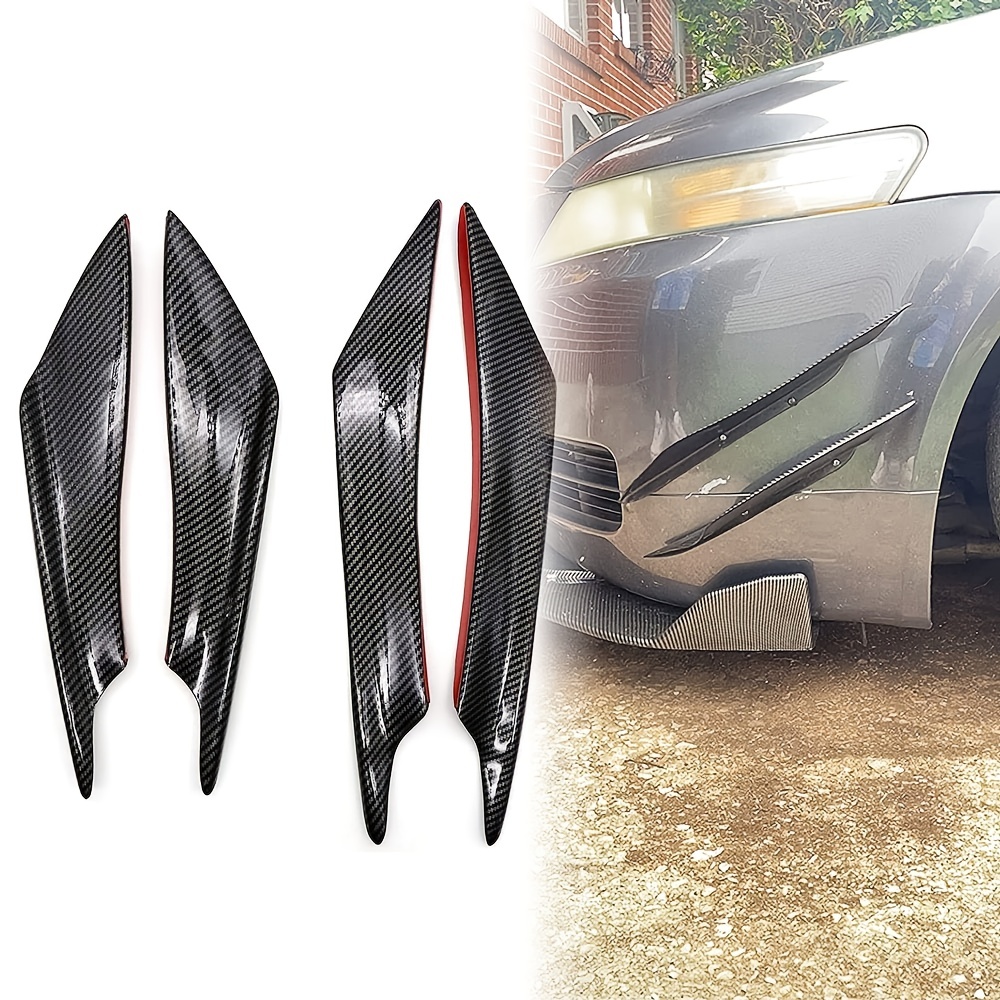 4PCS Carbon Fiber Car Bumper Fin Canards Splitter Diffuser Valence Spoiler  Lips