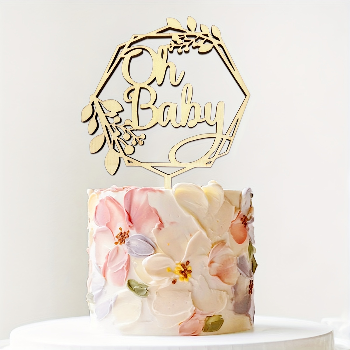 Oh baby cake topper Wooden. Baby Shower, gender reveal party.