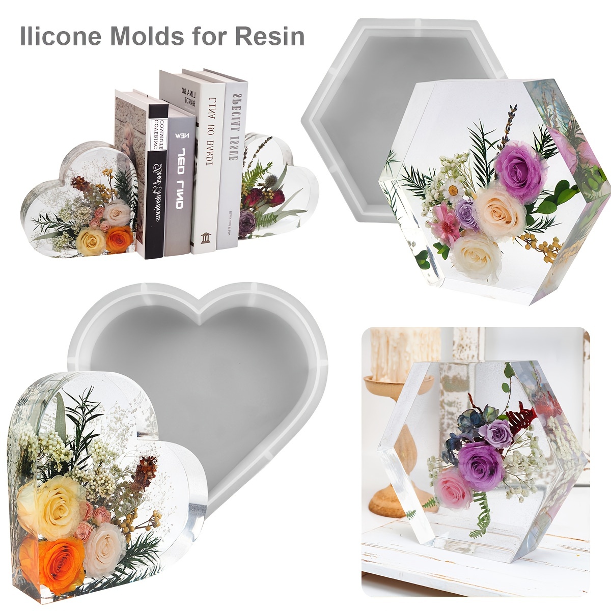 Resin Molds Silicone Kit, Large Silicone Molds for Epoxy Resin
