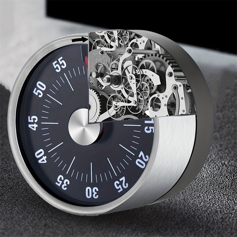 Stainless Steel Mechanical Timer, Cooking Baking TimerWith Magnet,  Countdown Timer Alarm Clock,Magnetic KitcherTimer, Mechanical Timer Manual  Countdown Alarm ClockMechanical Cooking Timer, Kitchen Accessaries,  HomeEssentials