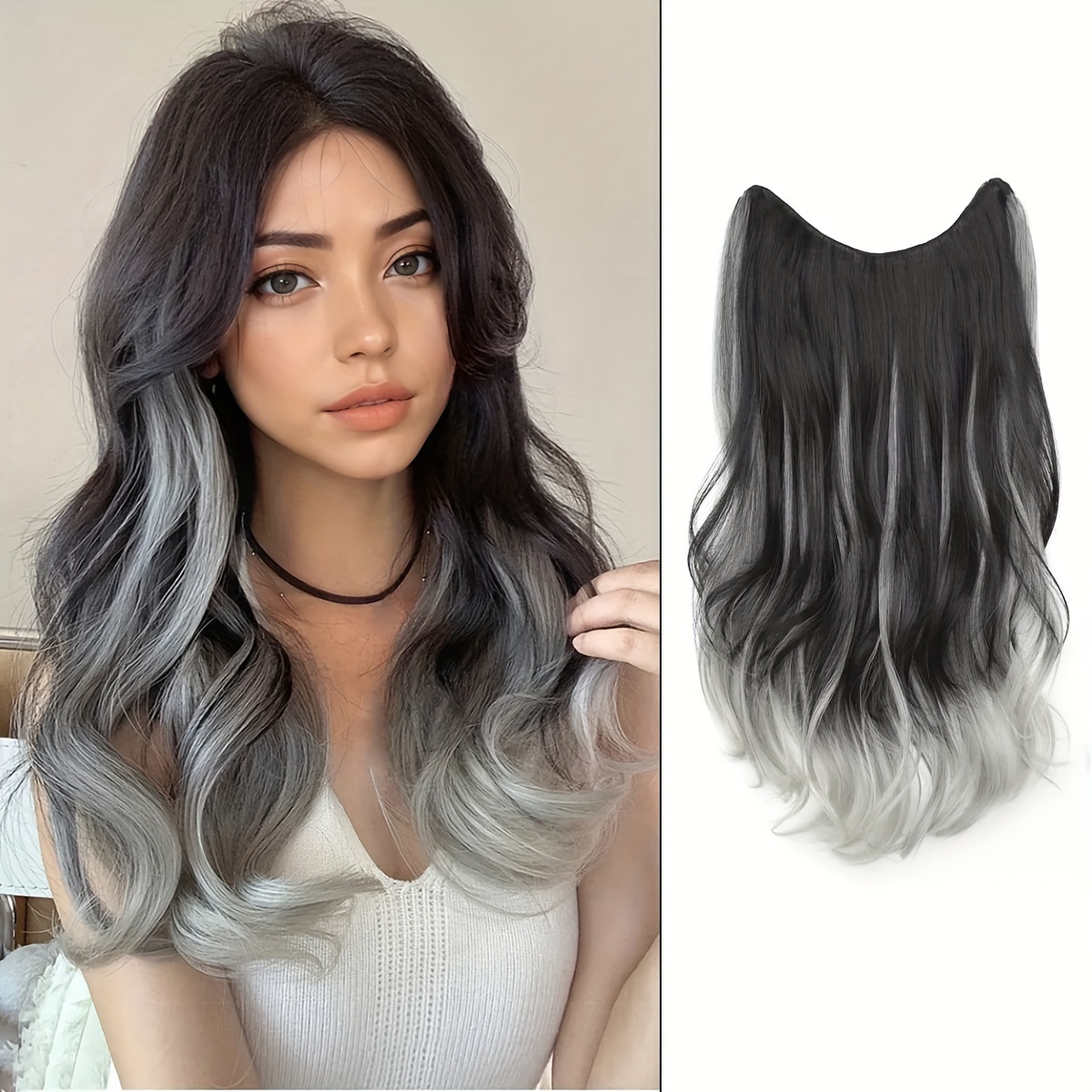 B1g1 Free Hair Extension Clips Curly Wavy Hair Grey White Synthetic Hair  Extensions Accessories Women Gift Party Highlights Wig Pieces For Women  Daily Cosplay Party, Free Shipping For New Users