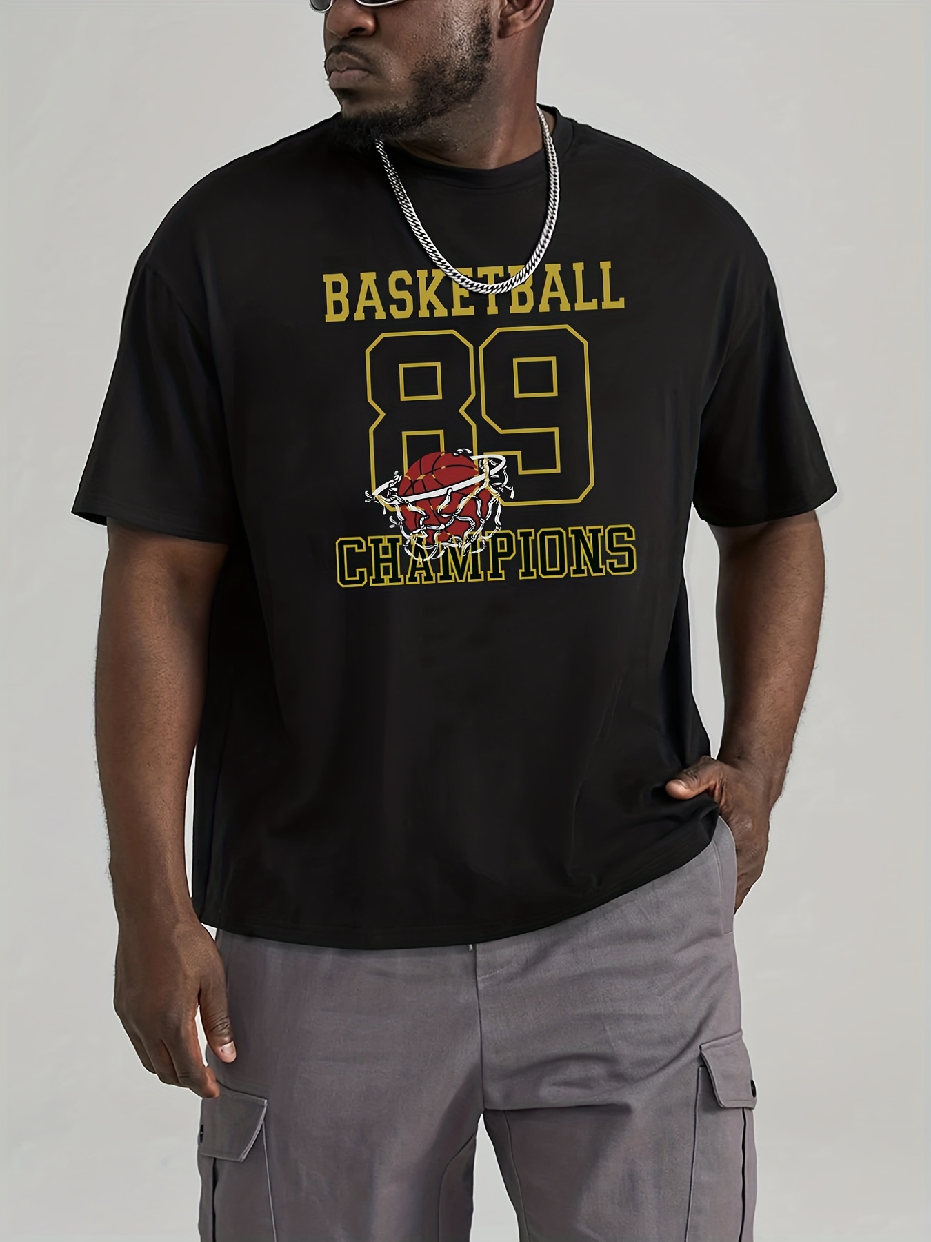 Men's Oversized Basketball Champions Graphic T-Shirt