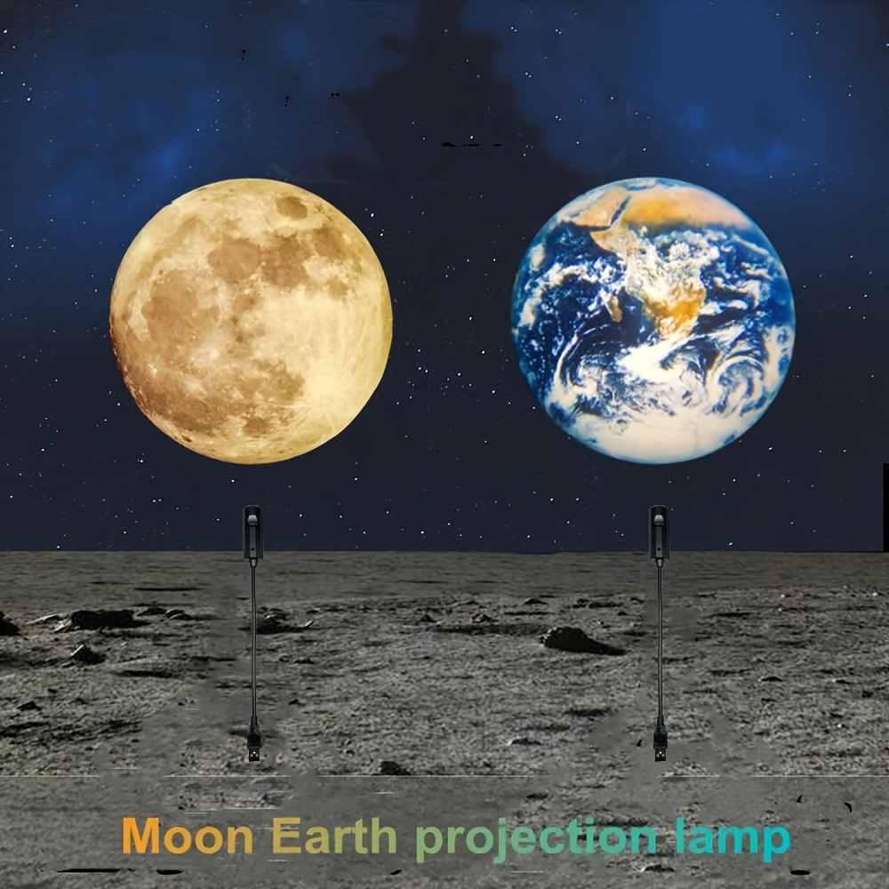 Veilleuse à projecteur LED rotatif 360 de la lune et la terre • Veilleuse